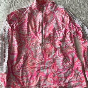 Lilly Pulitzer Pink Shell-Print Half-Zip Pullover